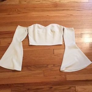 Strapless white top bell sleeves
